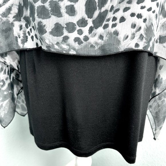 Cha Cha Venta 1X Animal Print Layover Black Sleeveless Tank Scoop Neck - Picture 5 of 12